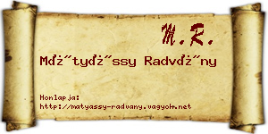 Mátyássy Radvány névjegykártya